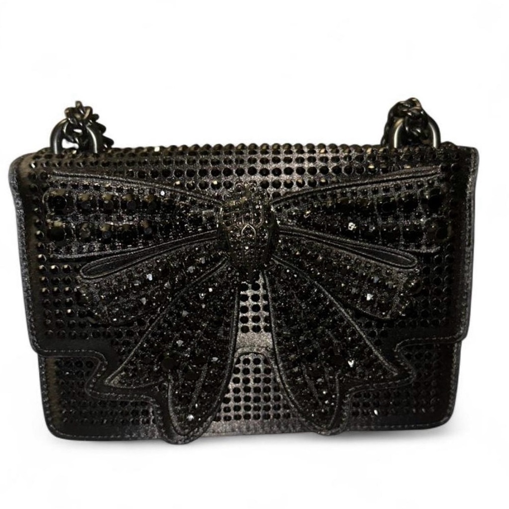 Kurt Geiger Black Rhinestone Shoreditch Drench Bow Bag